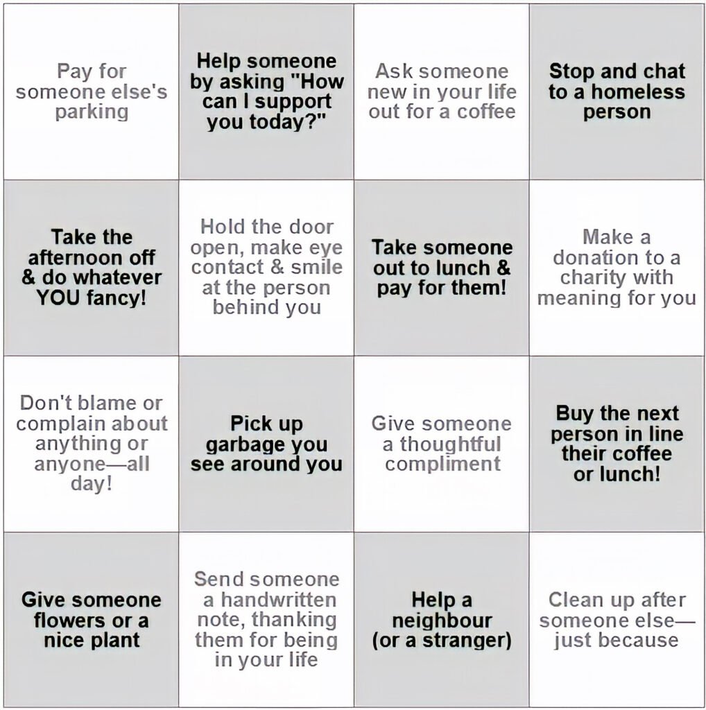 Kindness Bingo Template