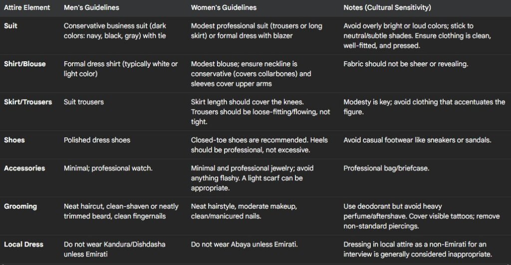 Professional Dress Code Guide for Dubai Interviews